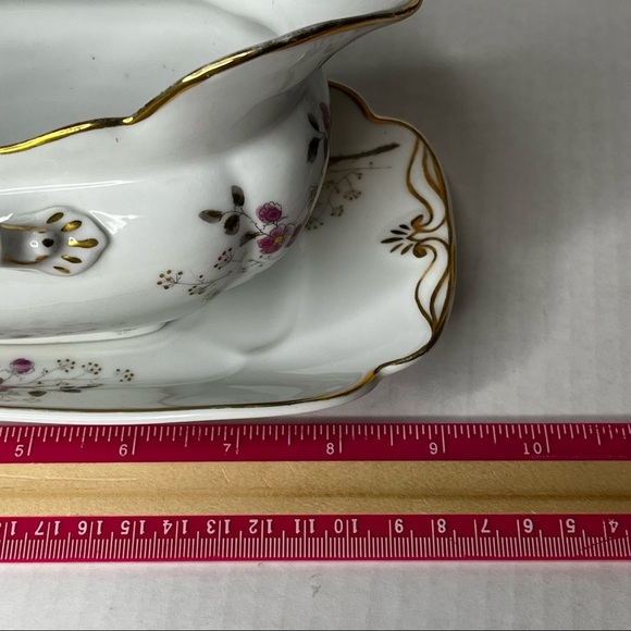 Carlsbad AK China Gravy Boat with‎ Under plate Floral Gold Trim - Picture 12 of 17
